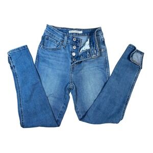 Levi's 721 High Rise Skinny Jeans Womens Blue Button Fly Ankle Stretch